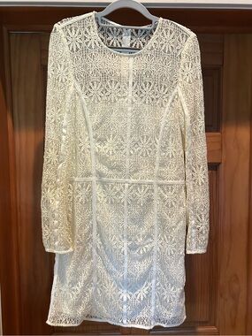 NEW Rachel Zoe Andrea Shea Ivory Lace Long-Sleeve Dress size 8